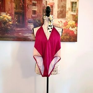 SOLD VS Halter One Piece Bathing Suit w sheer side